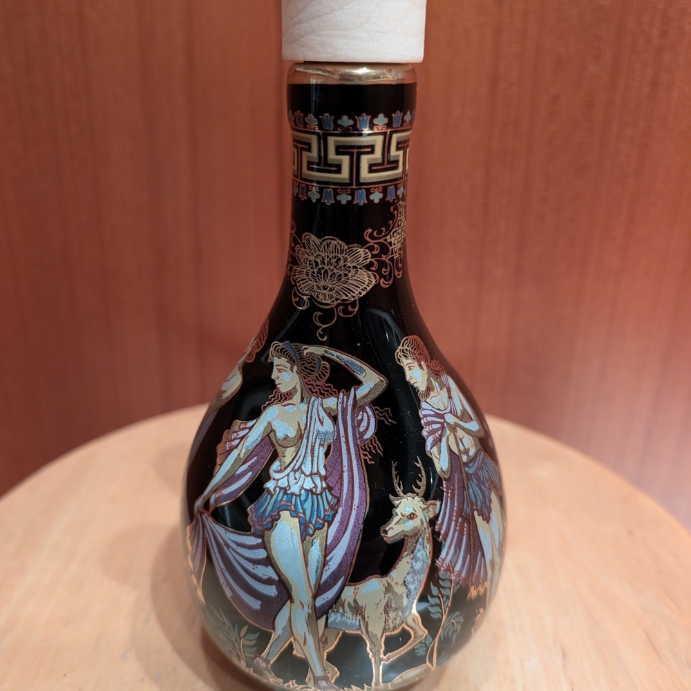 Elegant Black and Gold Hand Made Olive Oil Ceramic Bottle